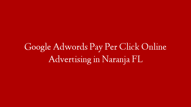 Google Adwords Pay Per Click Online Advertising in  Naranja FL