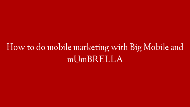 How to do mobile marketing with Big Mobile and mUmBRELLA