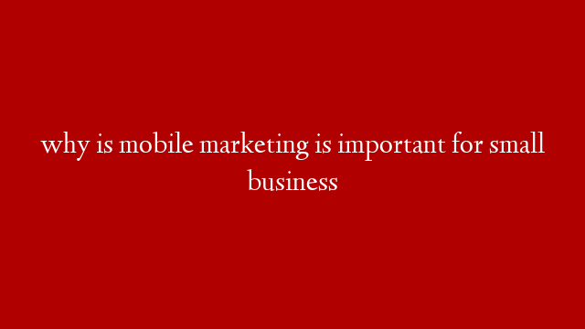 why is mobile marketing is important for small business post thumbnail image