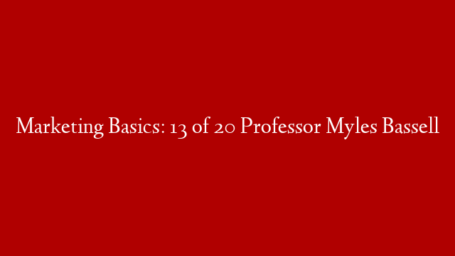 Marketing Basics: 13 of 20 Professor Myles Bassell