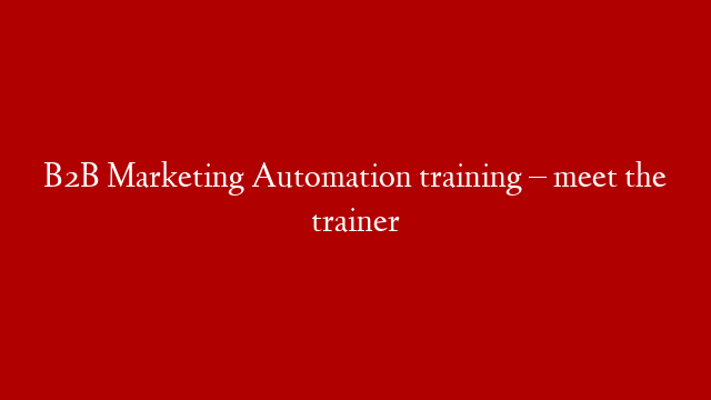 B2B Marketing Automation training – meet the trainer