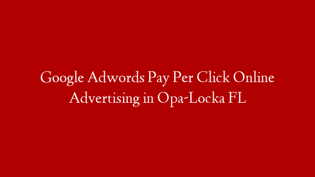 Google Adwords Pay Per Click Online Advertising in  Opa-Locka FL