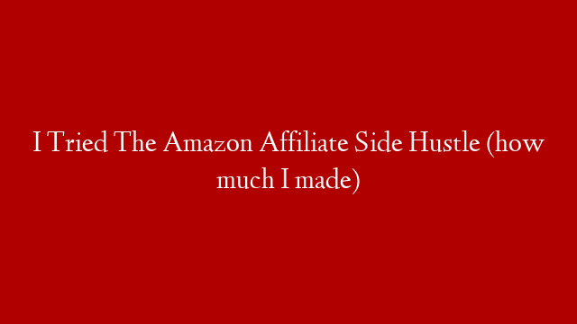 I Tried The Amazon Affiliate Side Hustle (how much I made)