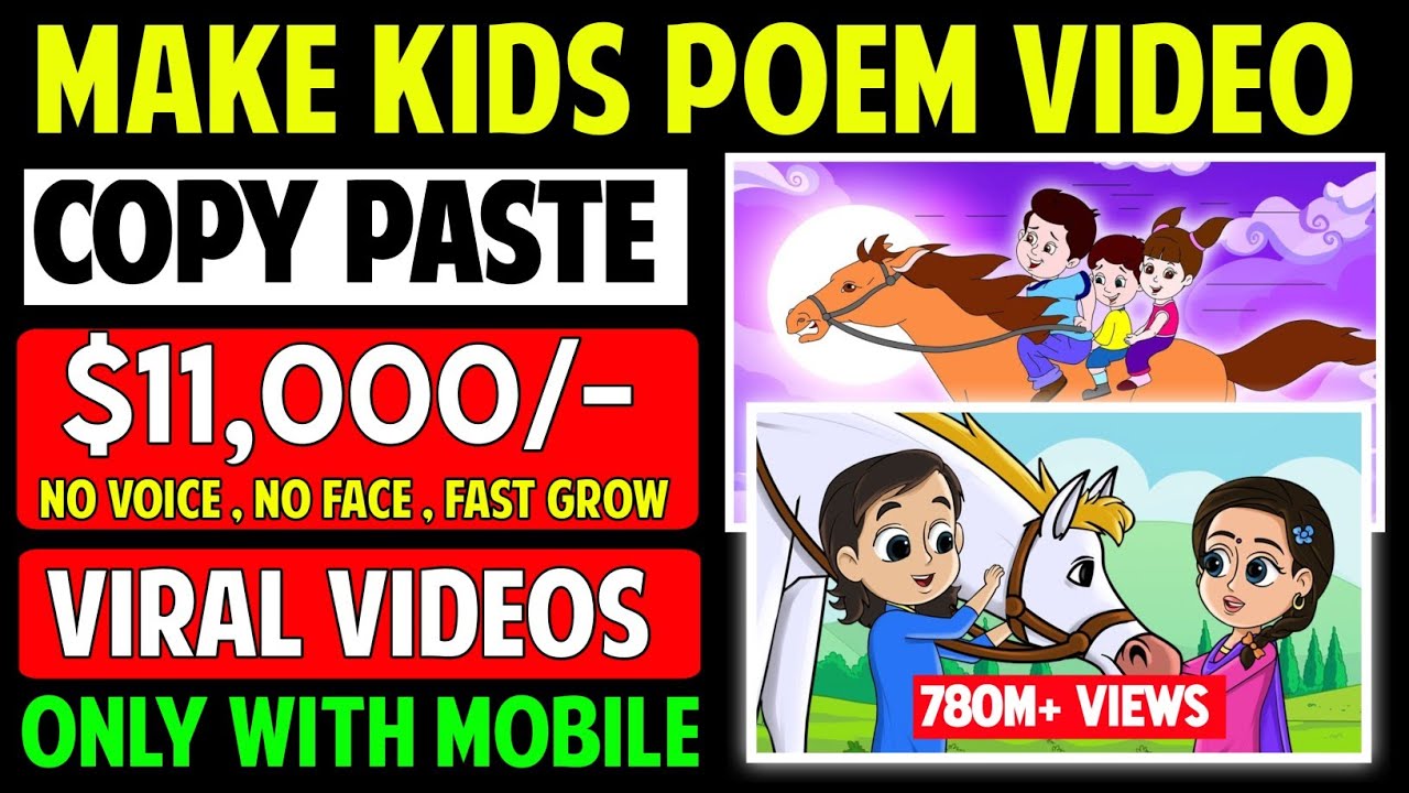 Make Kids Poem Videos On Youtube | Copy Paste Work | Earn $11,000 🔥, Make Money online , YouTube post thumbnail image