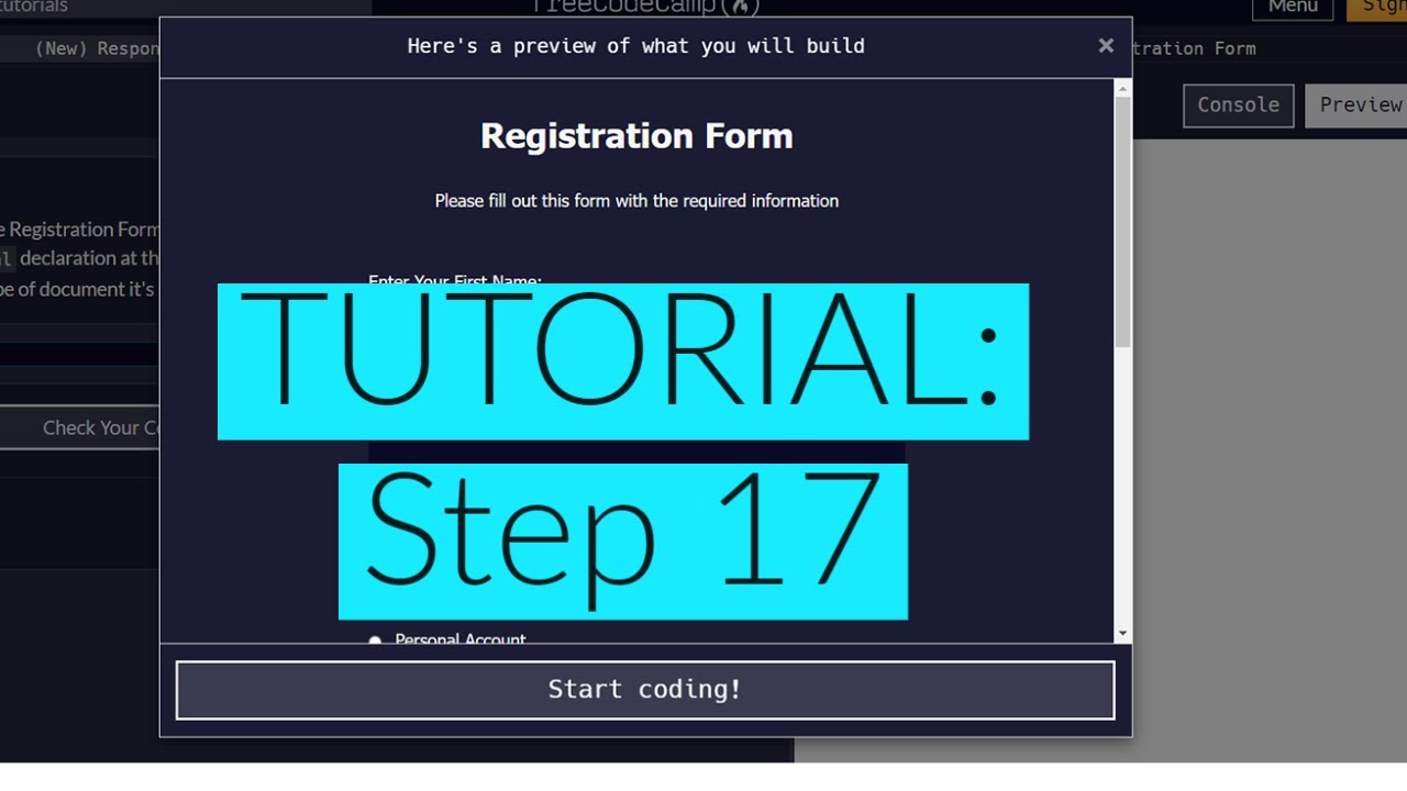 freeCodeCamp | Learn HTML Form: Step 17 post thumbnail image