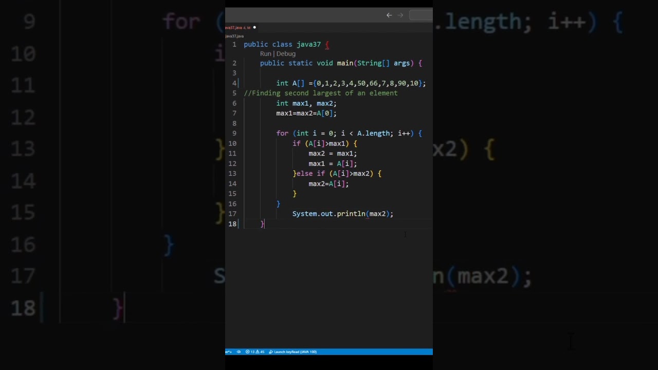 DAY 37 || Finding 2nd largest number from array #java  || #short  #shorts  #viral#trending#subscribe post thumbnail image