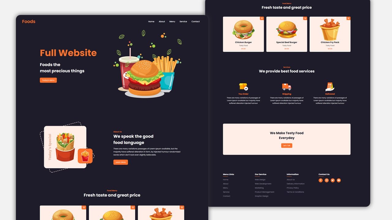 Build a Complete Responsive Website Using HTML And CSS | Food & Restaurant Website Design post thumbnail image