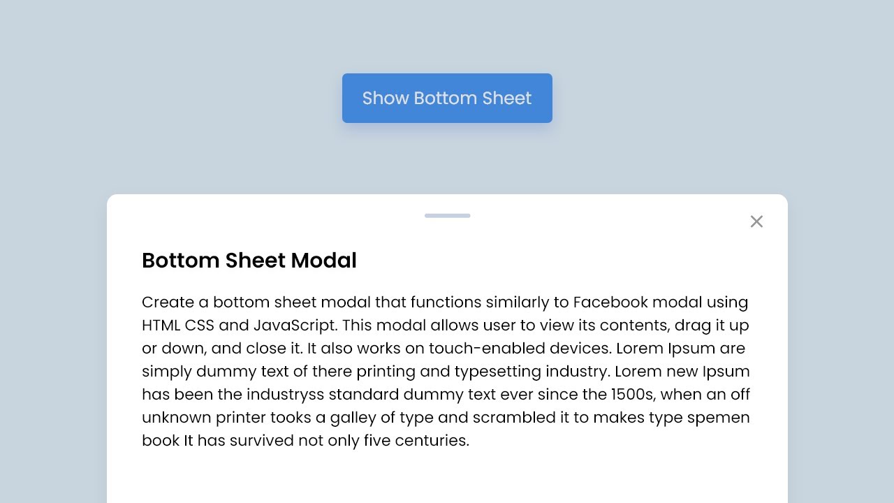 Create A Draggable Bottom Sheet Modal in HTML CSS & JavaScript | Bottom Sheet Modal in JavaScript post thumbnail image