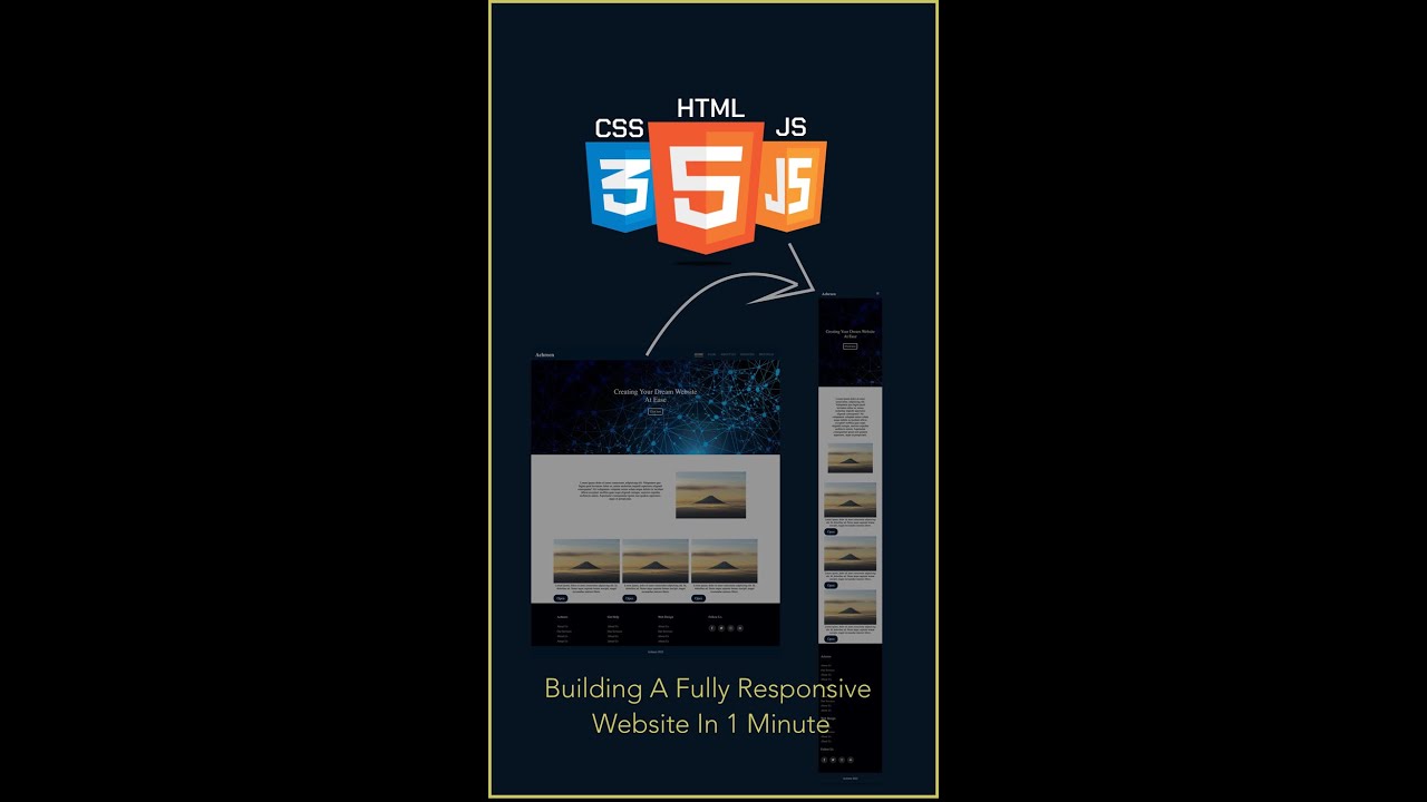 Building a fully responsive website in 1 minute 😌 #shorts #webdevelopment #coding #html #css post thumbnail image