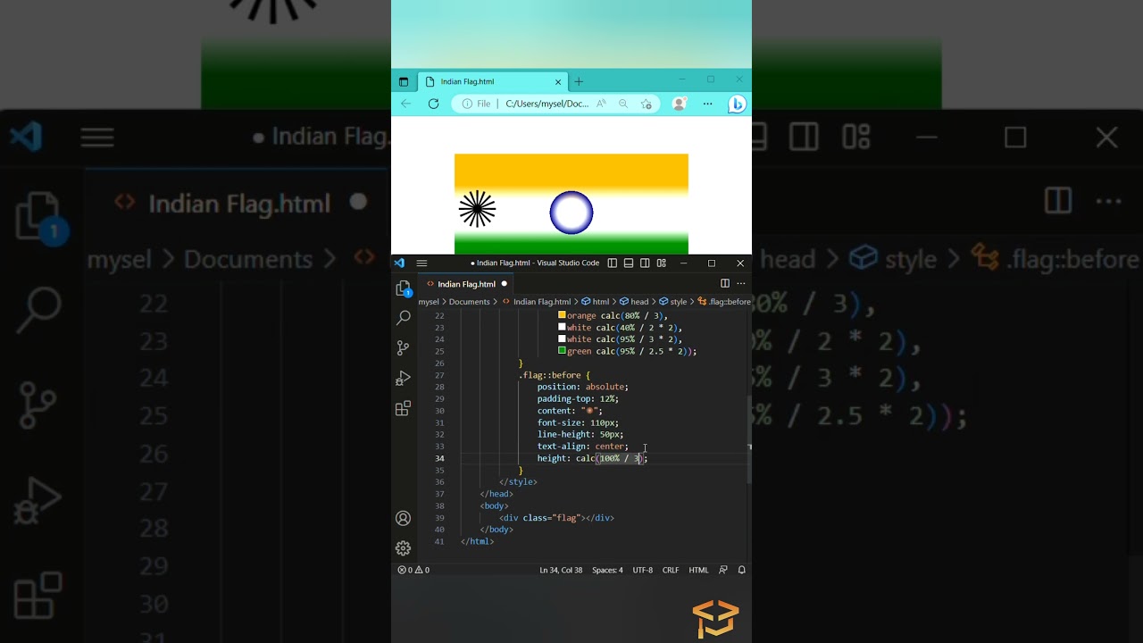 Animated 3D Indian Flag | HTML and CSS Tutorial for Beginners | #shorts #india #tutorial post thumbnail image