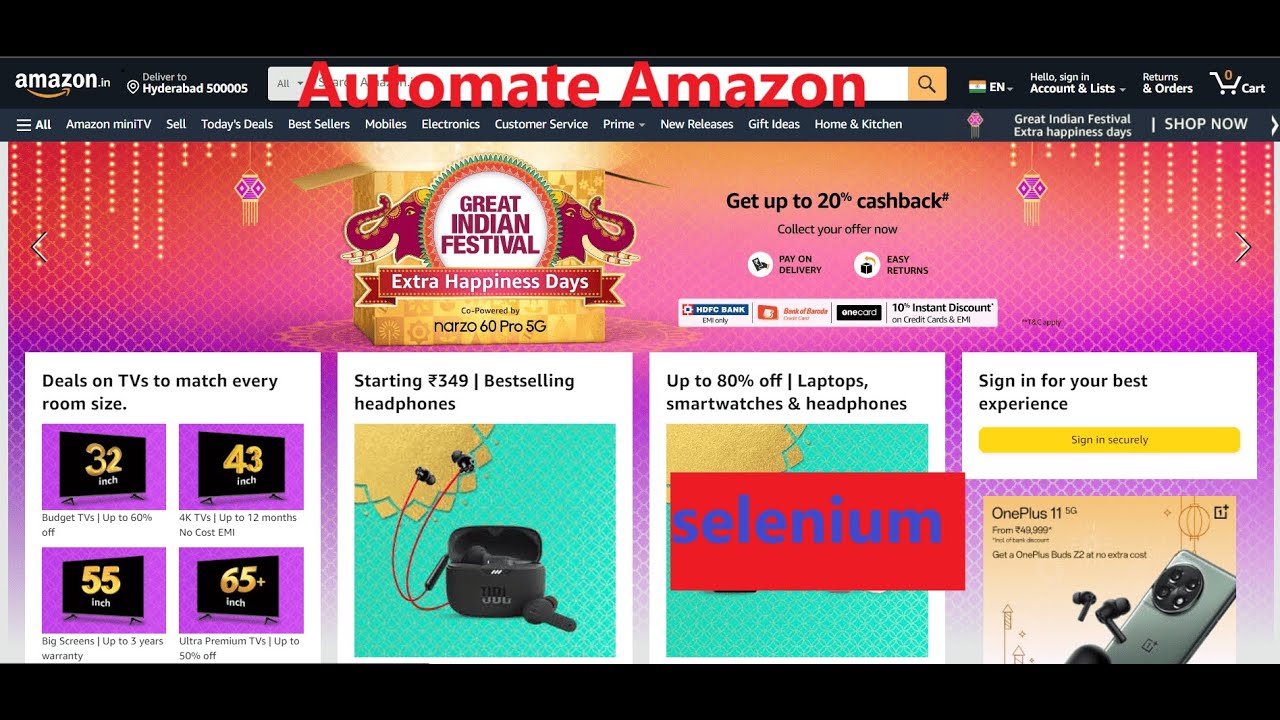 P1- How to Automate Amazon Website with Selenium | Add item to cart of Amazon| Links | Actions post thumbnail image