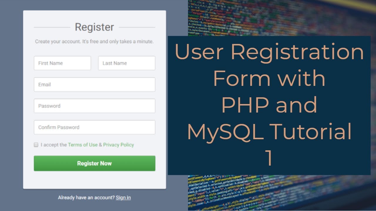 User Registration Form with PHP and MySQL Tutorial 1 – Creating a Registration Form post thumbnail image