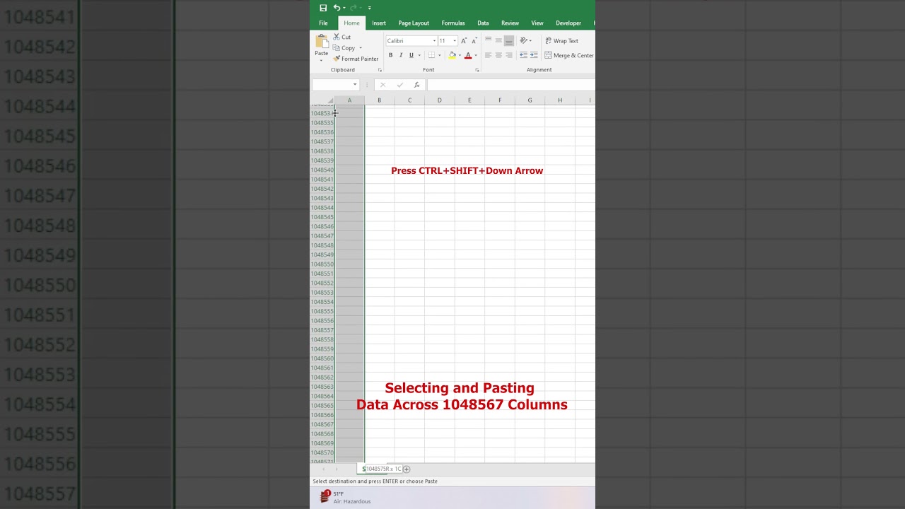 Select and Paste Data Across 1048576 Columns in Excel post thumbnail image