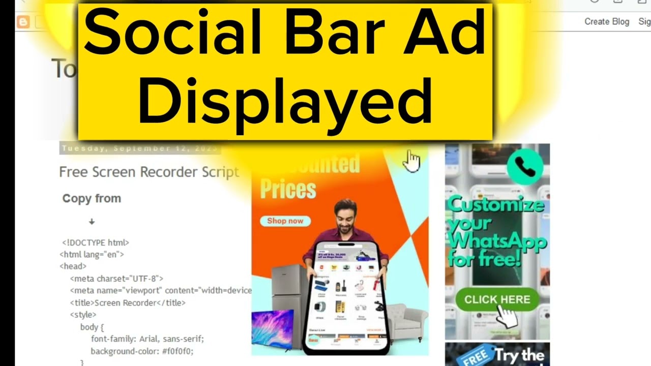 Adsterra social bar ads setup in blogger | Adsterra banner ads | native ad adsterra #blogging post thumbnail image