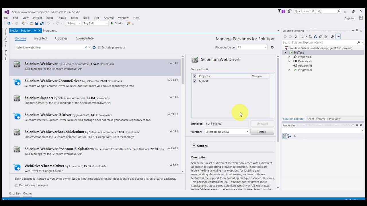 How to setup or install  Selenium WebDriver with Visual Studio | Automation | Testing | Tutorial post thumbnail image