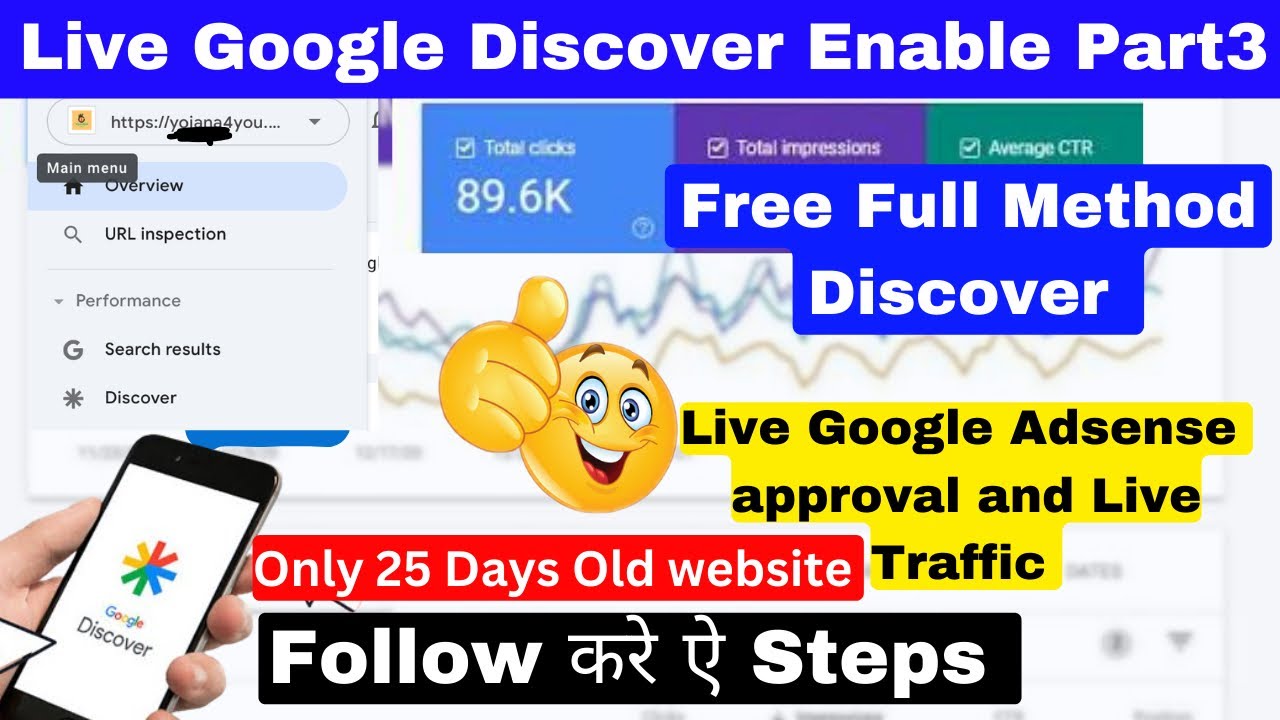 Challenge Completed | Discover Enable | Traffic Live proof | Google adsense Approved | Yojana Blog post thumbnail image