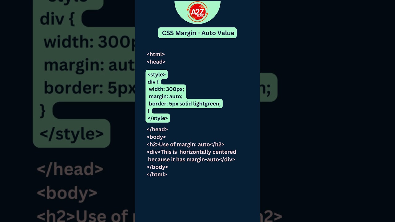 A2Z TAMIL | CSS  MARGINS – Auto Values  | CSS TUTORIAL | CSS BASICS | #programming #program #coding post thumbnail image