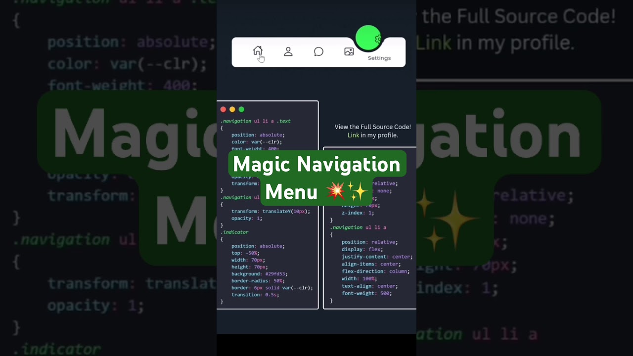 Magic Navigation Menu Bar In HTML and CSS 💥✨ #tutorial #short #shortfeed #webdesign #magic #coding post thumbnail image