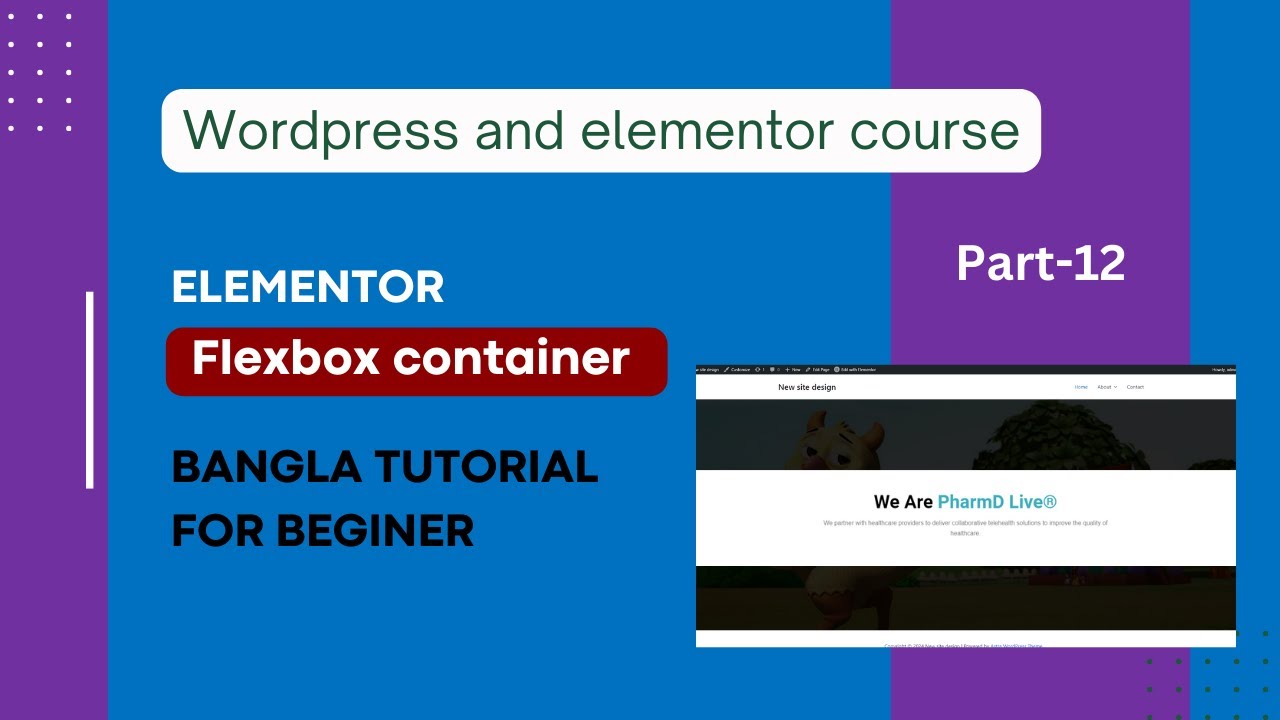 Part-12 | Elementor flexbox container bangla tutorial for beginner | WordPress website post thumbnail image