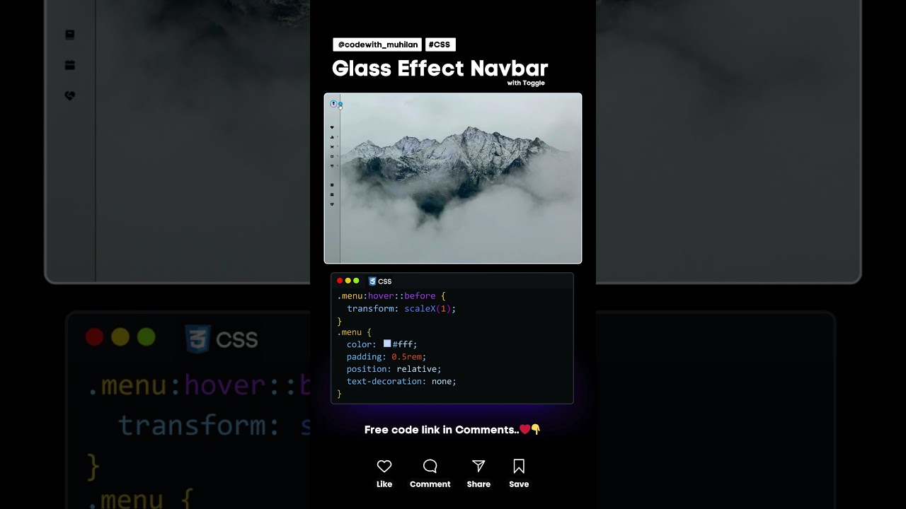 Glass Effect Sidebar #css #coding #Sidebar #Navbar #Website post thumbnail image